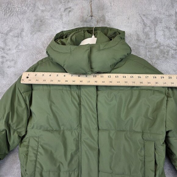 American Eagle Jacket Womens Small Green Hooded Puffer Coat Winter Warm - Picture 6 of 12